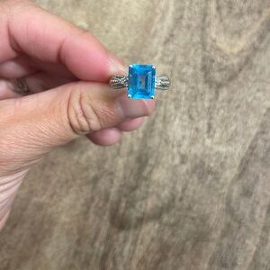 10k blue gem stone ring